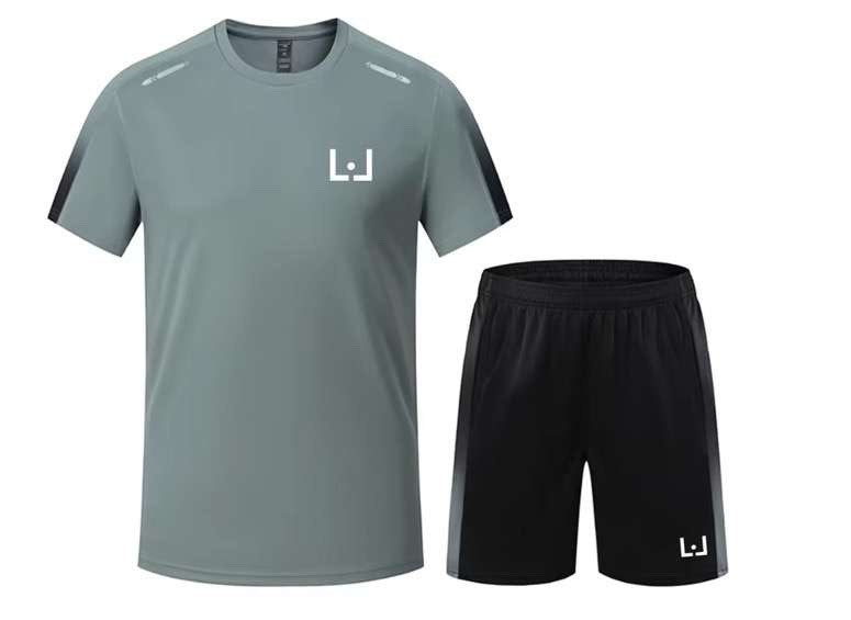 Ensemble Short T-Shirt Gris et Noir