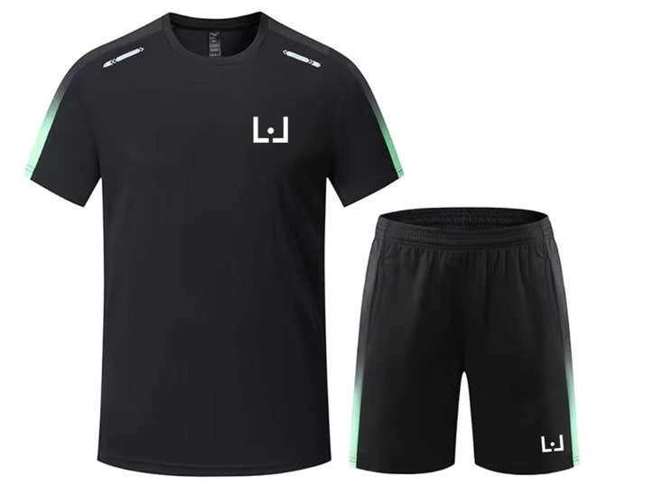 Ensemble Short T-Shirt Noir et Vert